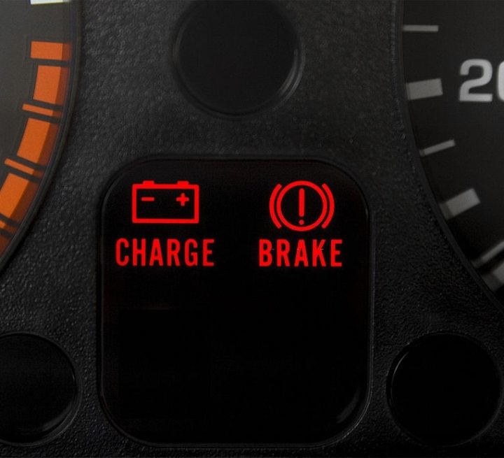battery and brake lights on dashboard