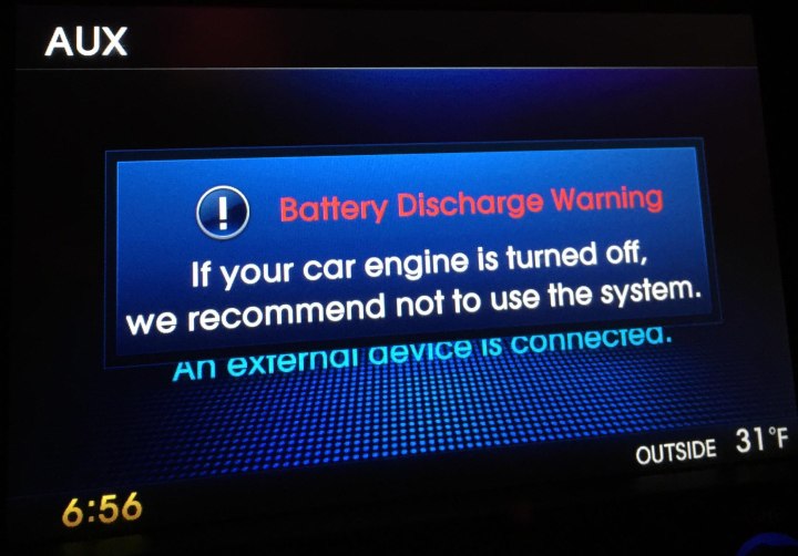 Battery Discharge Warning message