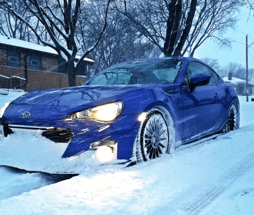 BRZ driving in snow