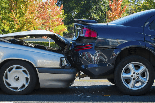 bent frame from car crash