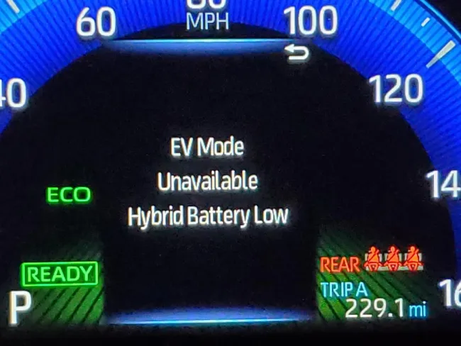 EV Mode Unavailable Hybrid Battery Low